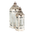 wooden and glass set of two lanterns small and large