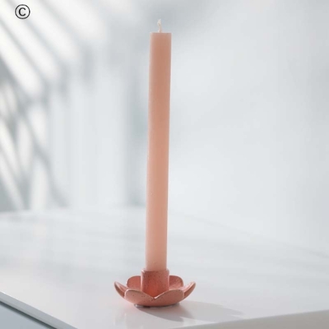 misty pink ceramic candle holder and candle