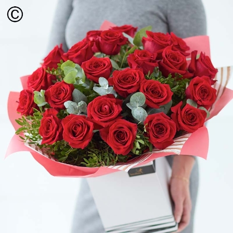 Valentines Red Rose Hand tied